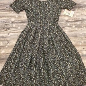BNWT LuLaRoe Amelia Dress Size XXS Gray Paisley